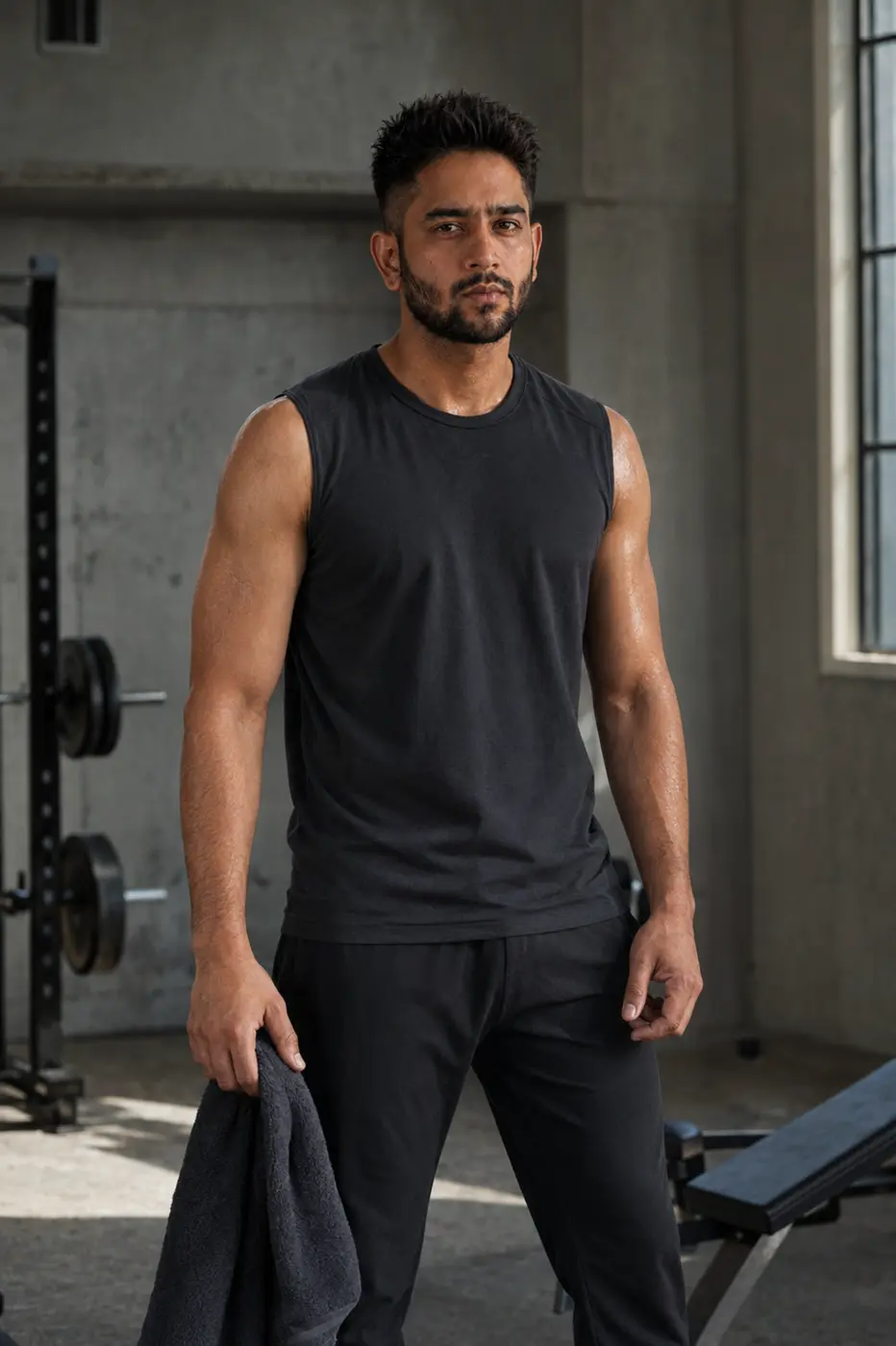 7VIK Avatar in black activewear inside a gym